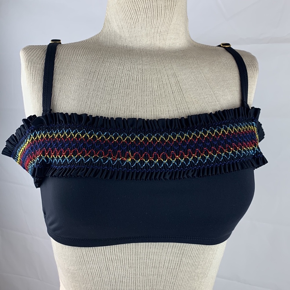 Bleu Rod Beattie dark blue swim top size 8, removable adjustable straps